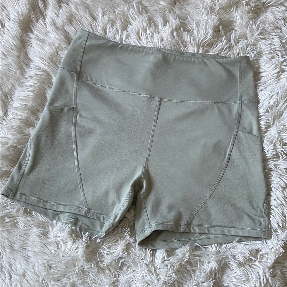 High-Rise Sage Green Active Shorts